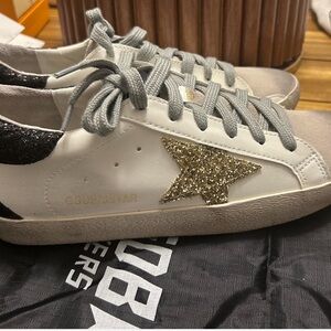 Golden Goose White and Gold Star Sneakers